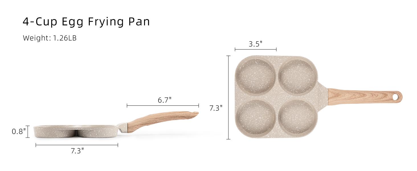 4-Cup Fried   Medical Stone Divided Omelet Skillet for Breakfast Compatible with Gas Stove & Induction Cooker 3-Inch  Holes PFOA Free Kitchen Cookware omelette Heart-Shaped Non-Stick Multifunctional frying small