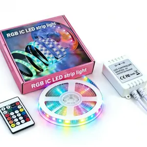 RGB IC Color-Changing LED Light Strip with Remote Control, Ideal for Bedroom, Living Room and Gaming Room Atmosphere Lighting, TV Background Wall Decorative Light Strip, and Desktop Mood Creation Tool, RGB Ambient Lighting