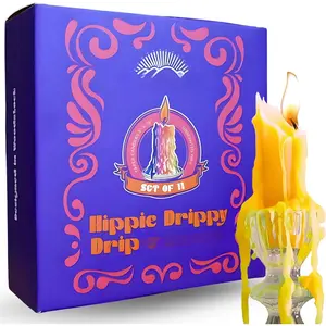 Hippie Drippy Drip Candles - Pack of 11 Dripping Taper Candles -  Bottle Melting Candles (Yellow)