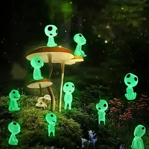 10 glow-in-the-dark resin ghost alien mini models, multifunctional decorations suitable for fish tanks, ecological tanks, DIY art crafts, Halloween home and garden horror decorations