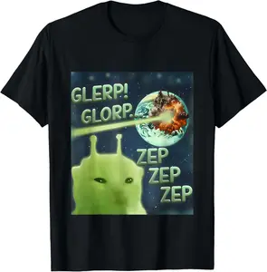 100% CottonGlerp Glorp Funny Alien Cat Meme, Brainrot Tee, Costume T-Shirt