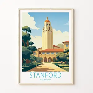 Stanford University Travel Poster, Stanford Travel Wall Art, California Stanford Wall Art, University Campus Travel Wall Decor
