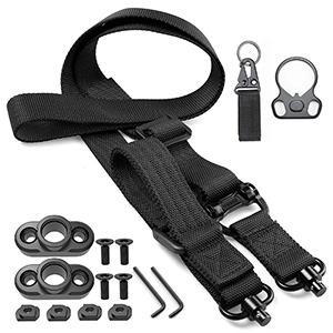 Rifle Sling 2 Point Sling Quick Adjust with QD Sling Swivels, 2 PCS QD Sling Mount, Rifle Straps with Fast Adjust Thumb Loop