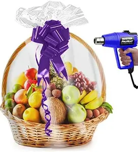 Purple Q Crafts Shrink Wrap Basket Bags for Gift Baskets Clear Cellophane PVC Shrink Bags 32"X 40" (5 Pack)