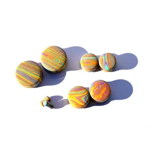 Synthetic Calsilica Rainbow Tie-Dye Double Flare Plugs - Polished Finish Stretched Ear Gauges, Double Flare Body Jewelry for Enthusiasts