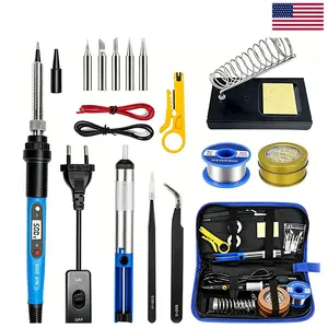High Power 80W Soldering Iron Welding Kit, LCD Screen Digital Display, 5Pcs Multi-Shape Tips, Inner Heated Ceramic Core, Full Accessories for Electronic Maintenance & Craft