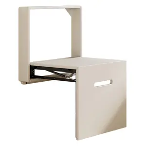 Guyii 17.55“W Wall Mounted Folding Chair Solid Step Stools Shoe Changing Stool Door Shoe Footstool Space Saving Hidden Wall Stools Entryway Seat Tea White
