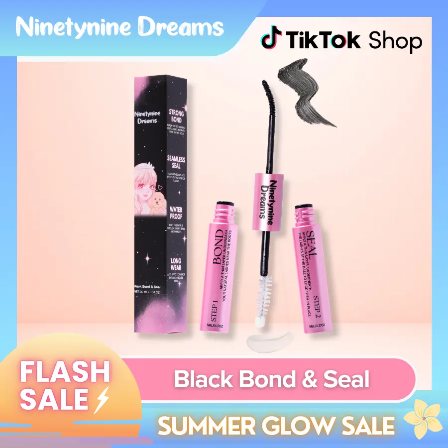 Ninetynine Dreams Black Bond & Seal Waterproof Eyelash Glue for DIY Cluster Lashes, Long Lasting Up to 7 Days, Quick Dry, Latex-Free, Smudge Resistant