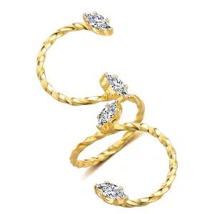 Mytys Open Band Stackable Ring for Women CZ Statement Eternity Ring Fashion Jewelry