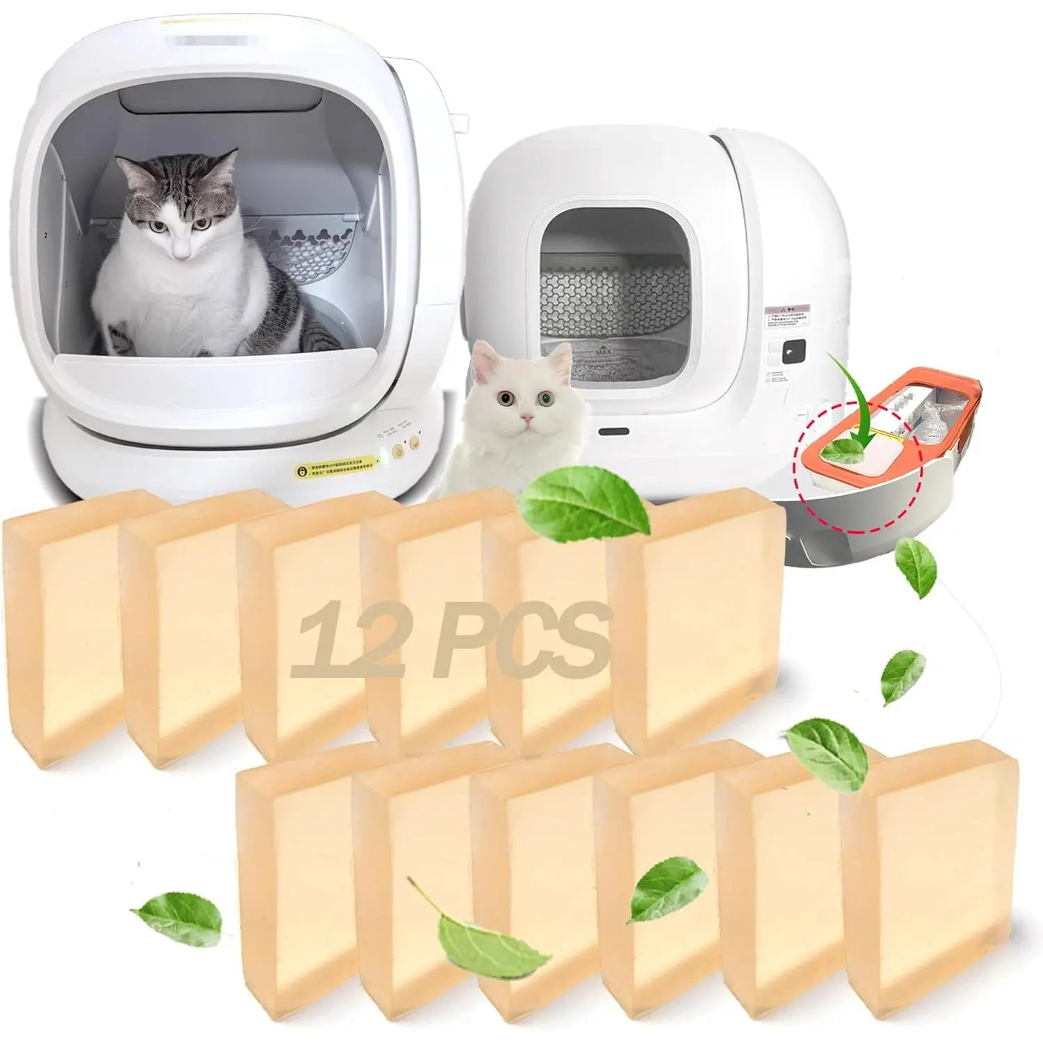 Odor Remover Compatible with MeoWant Self-Cleaning  Litter Box,  Toilet Odor Control Deodorant Gel for MeoWant Automatic Litter Box, Litter Deodorizer (12 Pack)