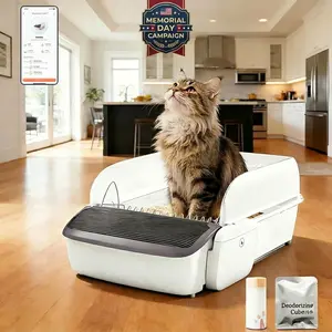 Magicscoop Automatic Cat Litter Box Self-Cleaning for Multiple Cats, Extra Large with App Control/Splash Guard/Safety Anti-Pinching Design/Odor Control Open-top Litter Box with Waste Bagh Bags & Scented Gel