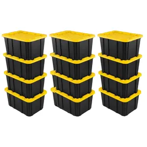 Sterilite 27 Gallon Industrial Stackable Storage Tote Lidded Containers, 12 Pack Sterilite 27 Gallon Industrial Stackable Storage Tote Lidded Containers, 12 Pack