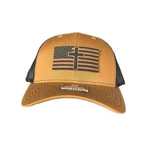 American flag with cross custom Richardson hat. Show off in style while showing faith in our lord and savior. Jesus and America for the win. If you're a believer in Christ this is a great hat to add to your collection.