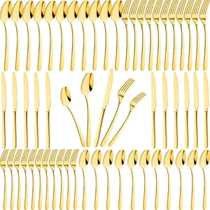 60 Pieces Gold Silverware Set 12 Stainless Steel Shiny Gold Flatware Set 12 Cutlery Tableware  No brand