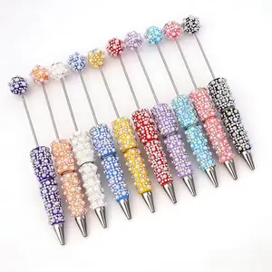 5pcs glitter beadable pens,mixed colors,pearl rhinestone,women fun bling ballpoint pens tween girls gifts trendy stuff handmade pen diy bead ball pen