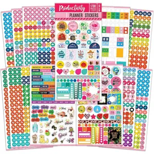 Planner Stickers - 1700 Productivity Mini Icons for Adults Calendar - Work, Daily To Do, Budget, Family, Holidays, Journaling - Variety Pack with Monthly Tabs