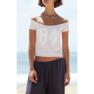 John Galt Women's Pink 84 Bonnie Off-The-Shoulder Crop Top - Multicolor