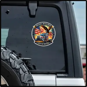 American Trucker Sticker, Eagle Semi Truck Artwork, Patriotic USA Vinyl Decal