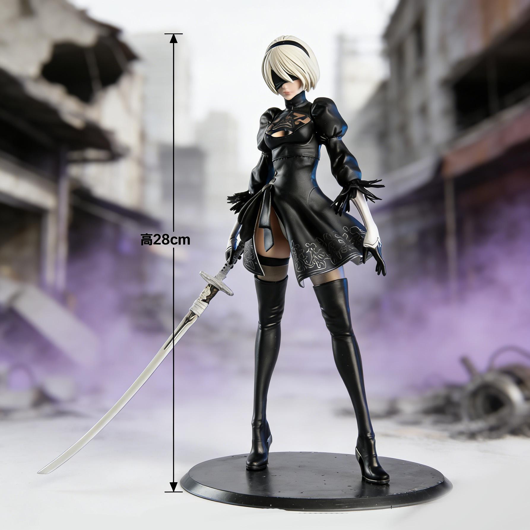 2026 New Nier Automata 2B Action Figure 28cm PVC Anime Model Yorha Type 2B Collectible Figure with Box TikTok Trending Waifu Anime Toy Desk Display Ornament Gift for Fans Collectors