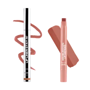 sacheu Lip Liner STAY-N & DoubleDown Lip Definer Combo - Waterproof Peel Off Lip Liner Stain + 2-in-1 Long Lasting K Beauty Lip Liner & Balm