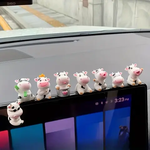 8pcs Cow Figurines for Desktops, Collectible Figurine, Decorative Figurines, Home Decor Ornaments, Cute Cow/cowgirl Decorations, Farm Dashboard & Shelf Decor, Holiday Gifts, Home Decor Statue, Cute Animal Design, Decoration Figure
