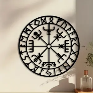 1pc Nordic Compass Metal Wall Art, Nordic Compass Statue Mural, Perfect for Man Cave Wall, Christmas Decor, Ideal Gift for Him, Viking Metal, Artistic Decoration