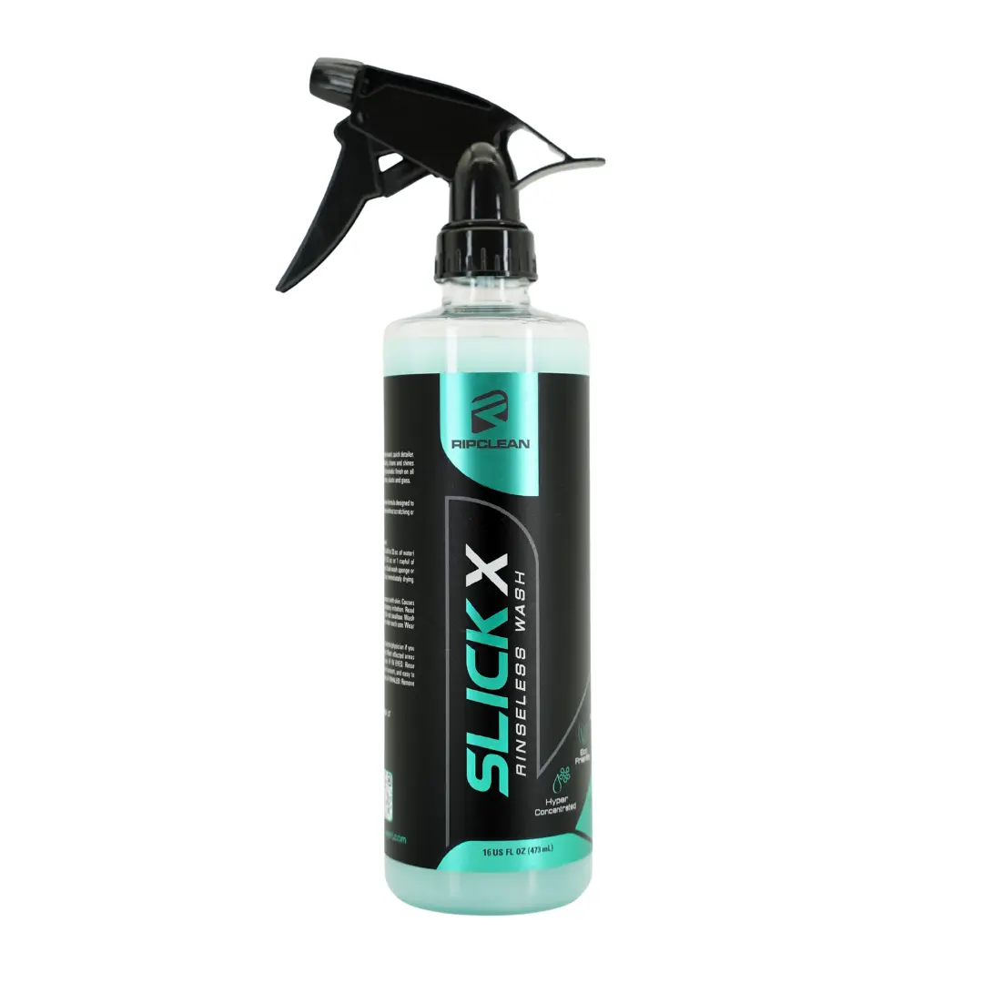 RIPCLEAN Slick-X Quick Detailer & Rinseless Wash Car Shampoo - Eco-Biodegradable Hydrophobic Automotive Cleaning Fluid with Advanced Technology, Anti-Static, Water-Softening Add, Hyper-Conc. for Garage Use, Ceramic Coating Maintenance, Detailing Products