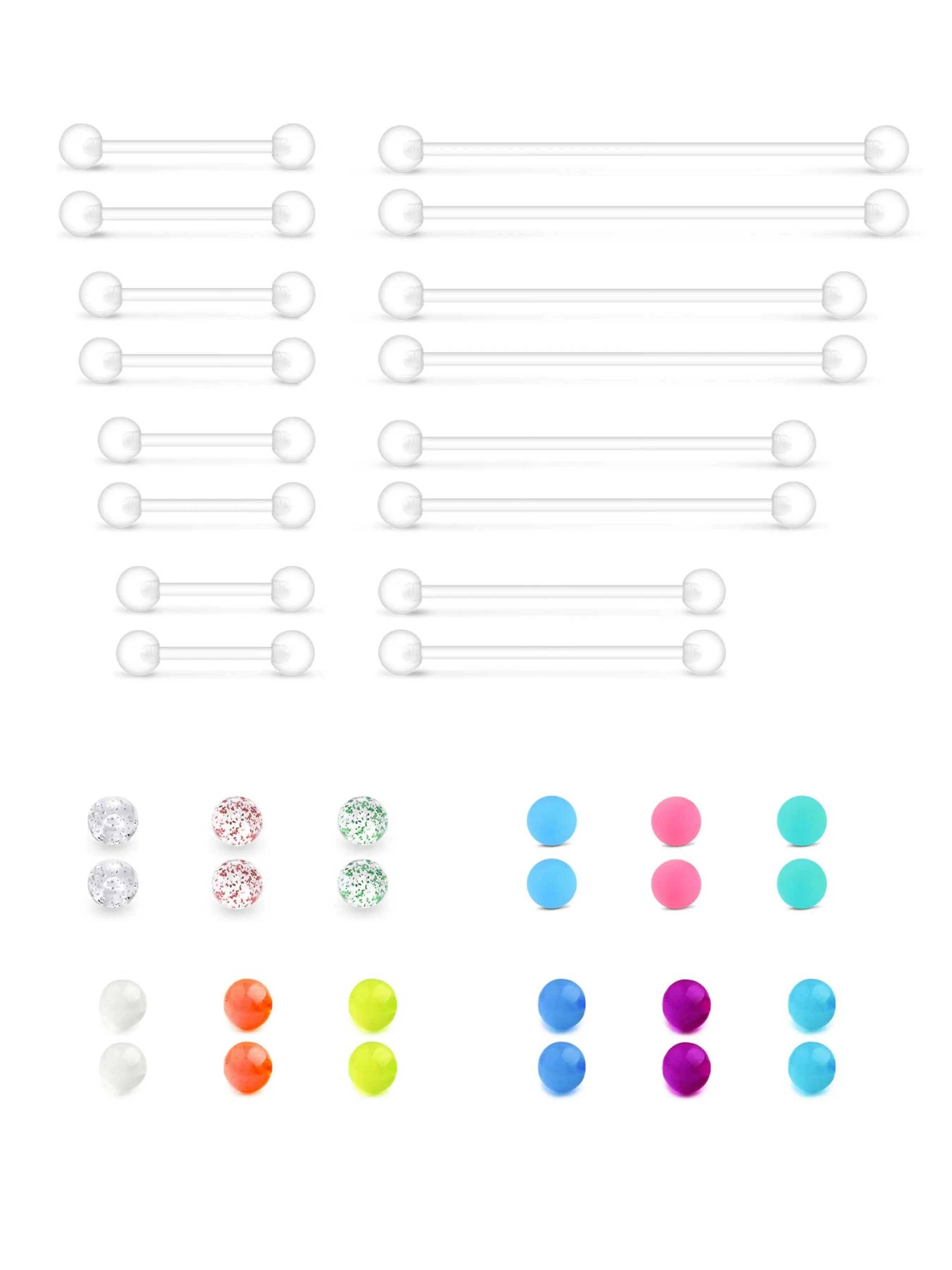 14g Plastic Industrial Barbell Earrings, Pregnancy Belly Button Ring, Nipple Tongue Rook Eyebrow Piercing Retainer, Flexible Clear Curved Bars