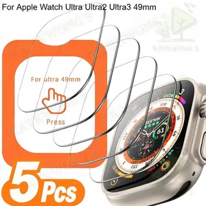 KAYKWONG'S 5 Pack For Apple Watch Ultra/ultra 2/ultra 3 (49mm) Screen Protector Set, Full Coverage HD 9h Durable Tempered Glass, Easy Install Kit