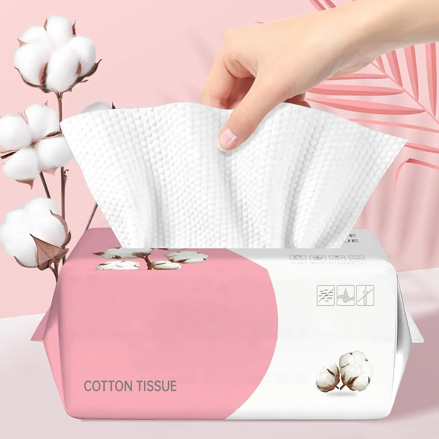 100 Count Disposable Face Towel, Biodegradable Dry Wipes for Face Cleansing, Soft Facial Towels for Sensitive Skin