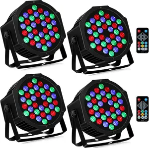 36LEDs Stage Par Lights 4 Pack - RGB LED Par Lights Sound Activated Auto Play by Remote & DMX Control Uplights for Wedding Birthday Church Music Light Show DJ Dance Party Events Stage Lighting