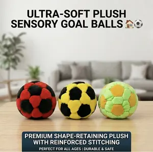 1/6 Pack Soccer-Style Footbag Sacks, Soft Plush Durable Fleece Juggling Balls, Vibrant Sports Design for Adults, Indoor/Outdoor Coordination Training & Party Favors Seamless