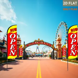 1 Count 2D FLAT Open Feather Flag(ONLY FLAG), Vibrant Red and Yellow 'NOW OPEN' Banner Flags, 55x186cm/22x73.2in, Polyester Material, Colorful Design for Grand Opening, Event Decorations, Party Decorations Banners