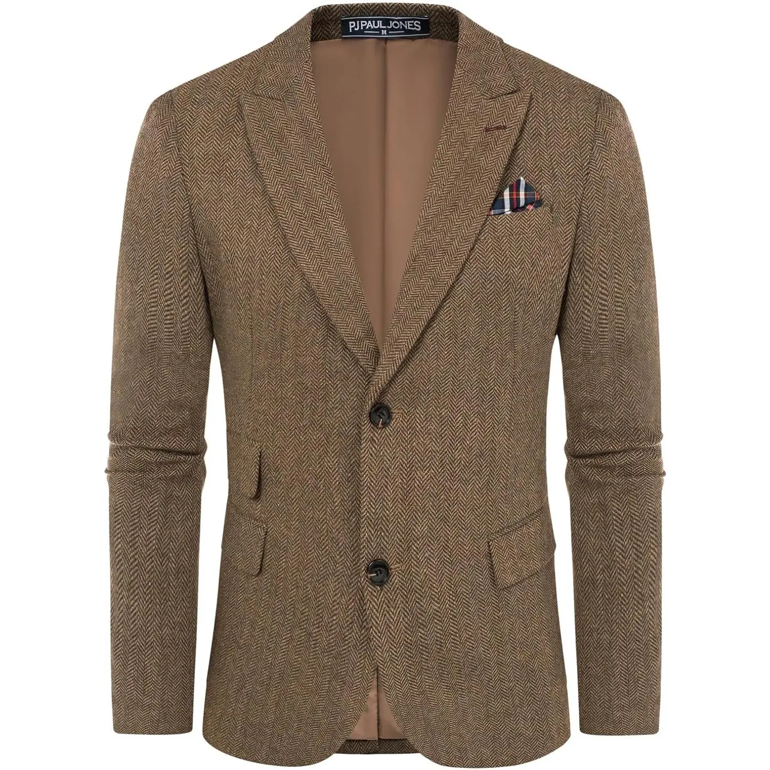 PJ PAUL JONES Men's Vintage Herringbone Tweed Blazers British Wool Blend Sport Coat Jacket
