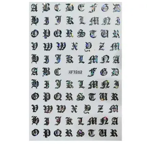 Nail Sticker Old English Letter Silver XF3262