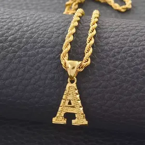 A-Z Letter Rope Necklace Gold Plated with Durable Chain and Stylish Pendant