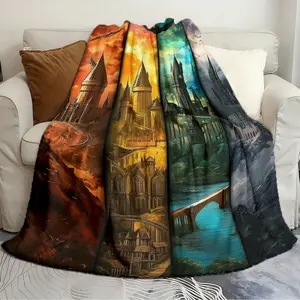 Adult blankets Hogwarts Castle in Four Different Color Themes Exquisite Quilts Outdoor camping mat home decor tapestry nap blanket Stylish Blanket