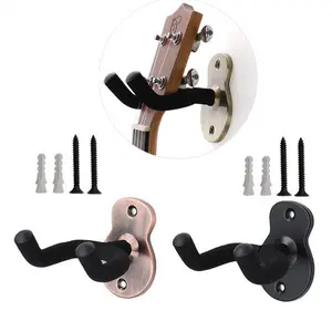 2 Pack Guitar Wall Mount Hanger Holder and Stylish Acoustic Electric Bass Guitar Wall Hook