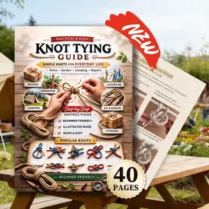 New 40-Page Knot Tying Guide Book for Beginners, Step-by-Step Illustrated Knot Instruction Manual, Outdoor Skills and Emergency Survival Knot Guide, Multi-Purpose Knot Techniques for Gift Wrapping, Home Securing, DIY Decor, Gardening, Camping
