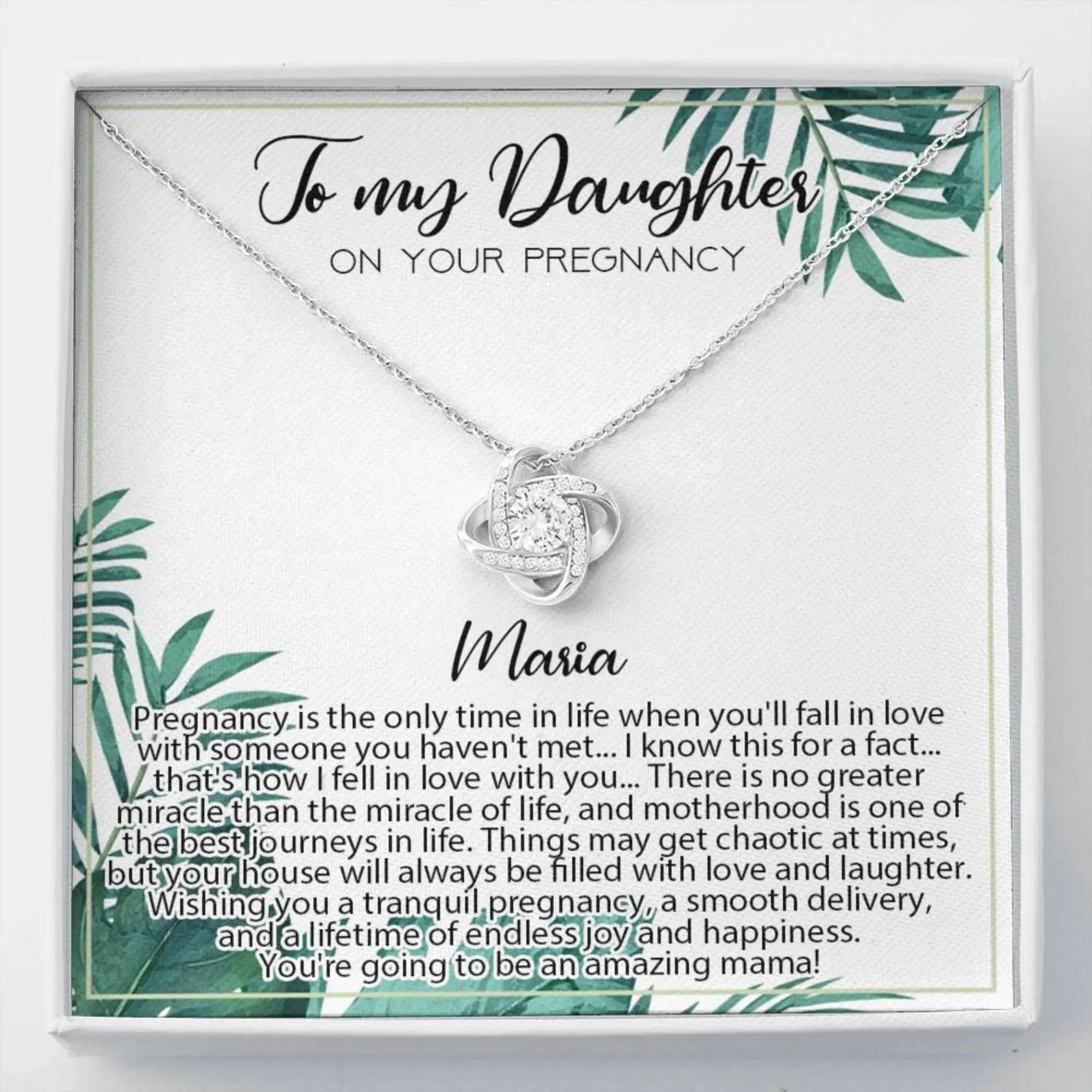 Daughter Pregnancy Necklace - Heartfelt Gift for Mom with Meaningful Message Card Inside, Ideal for Pregnant Daughter Christmas Gift