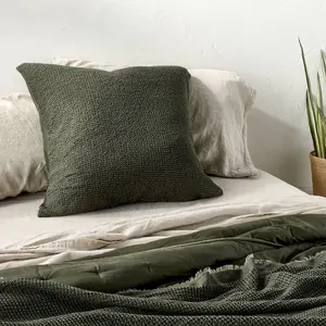 Euro Textured Waffle Pillow Sham Olive Green - Casaluna