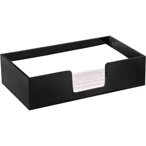 Acrylic Guest Towel Napkin Holder Black Bathroom Paper Hand Towels Storage Tray Disposable Paper Towel Holder for Bathroom Kitchen Parties Weddings Hotel and Restaurant
