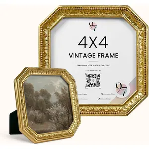 4x4  Picture Frame -  Antique Frame 4x4, Square Ornate Frames 4 X 4 With Glass Front For Tabletop Photo Display And Wall ,  Wall