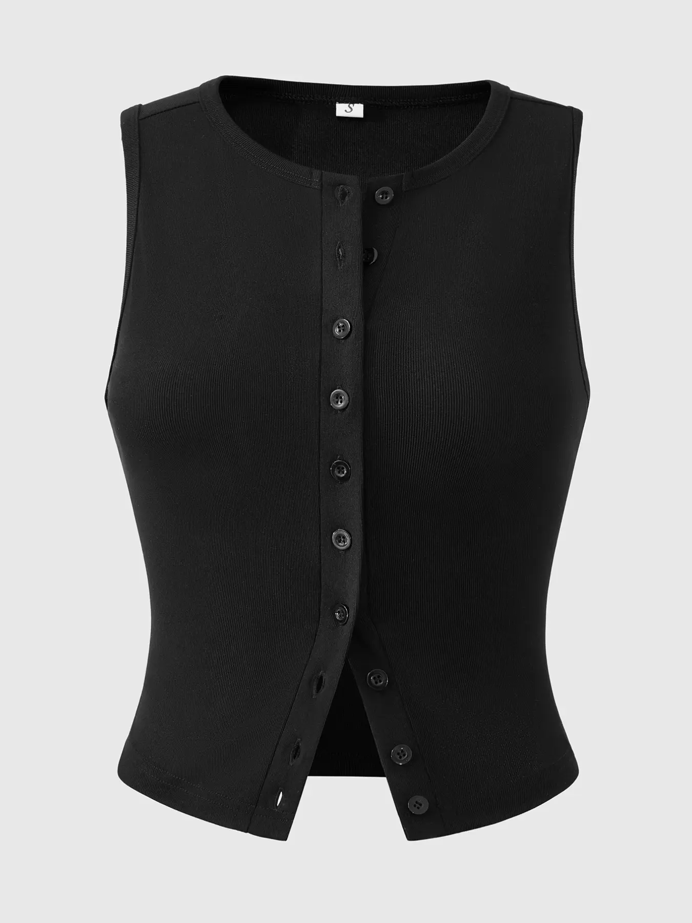 Women's Summer Fashion Minimalist Sleeveless Short Vest Tops Knitted Vest Top, Casual Slim-Fitting Backless Button Design, Elegant Chic Daily Wear for Home Office Outdoor City Style