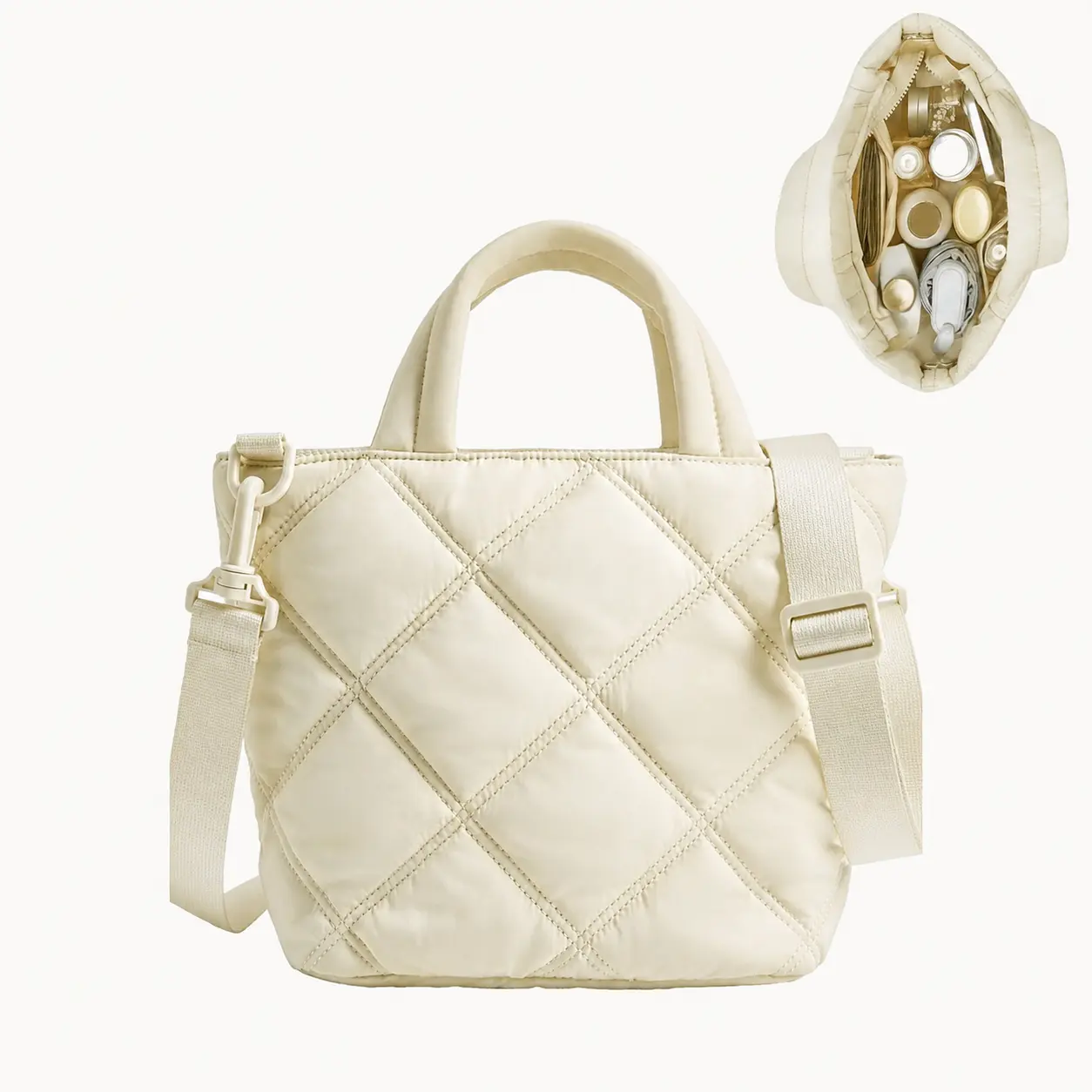 Five Seasons Home Puffy Quilted Mini Shoulder Bag for Women Soft Lightweight Nylon Crossbody Purse Stylish Practical Everyday Companion crossbody bags women Multifunctional Commuter Bag Daily Commuter Bag