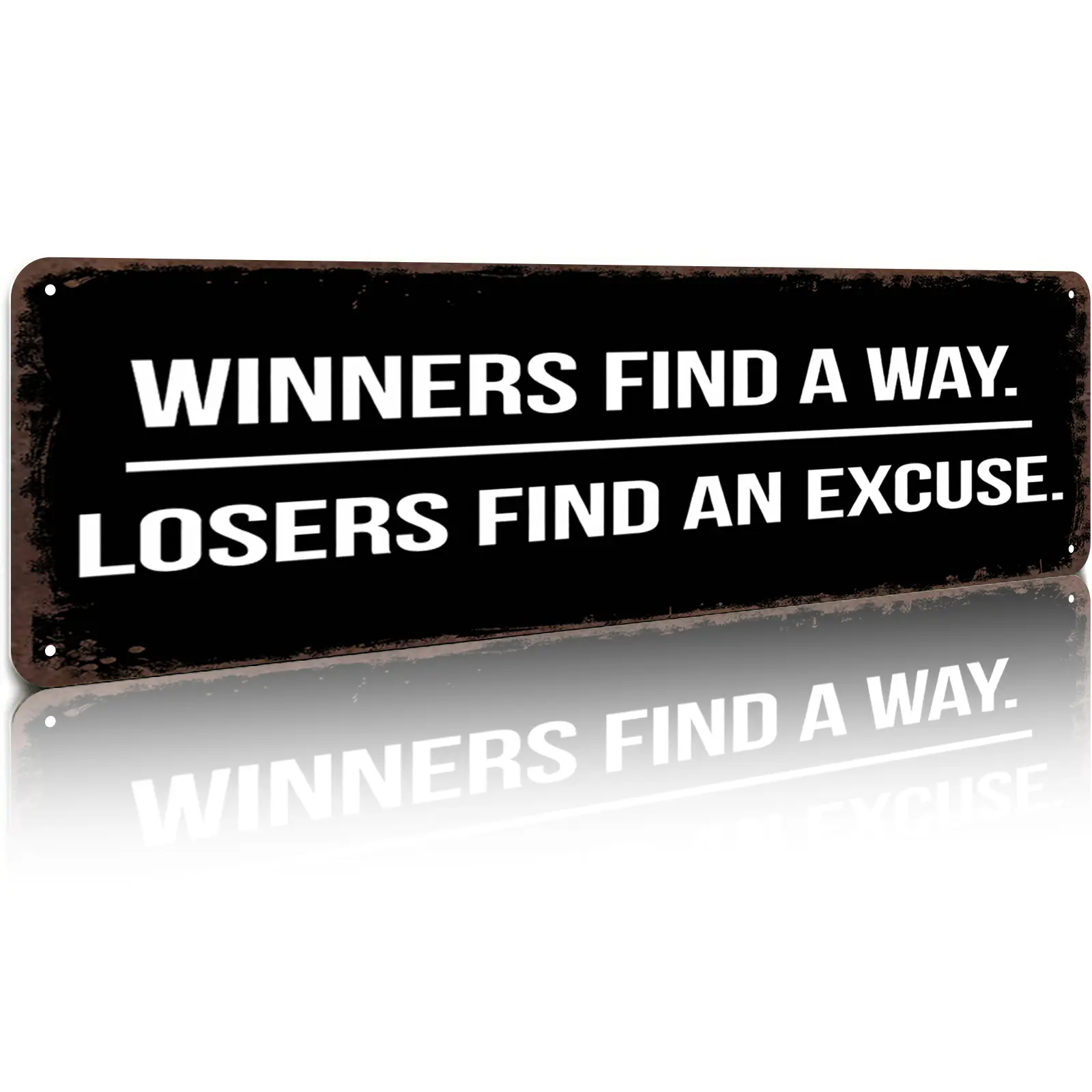 Motivational Aluminum-Based Home Sign, "Winners Find A Way Losers Find An Excuse" Metal Plaque - 4x16 Inch Decorative Wall Art for Home Gym, Office | Summervibes Inspirational Quote Decor, Aluminum-Based Home Signs