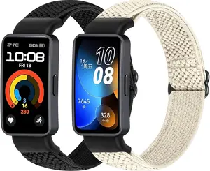 2 Pack Elastic Nylon Band Compatible with  Band 10/9/8, Lightweight Breathable  Replacement WristBand for Men Women