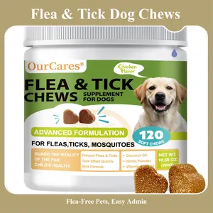 OurCares Flea & Tick Chews for Dogs - Advanced Formula Chewable Tablets with Chicken Flavor - 120 Soft Chews for Flea Prevention & Tick Protection