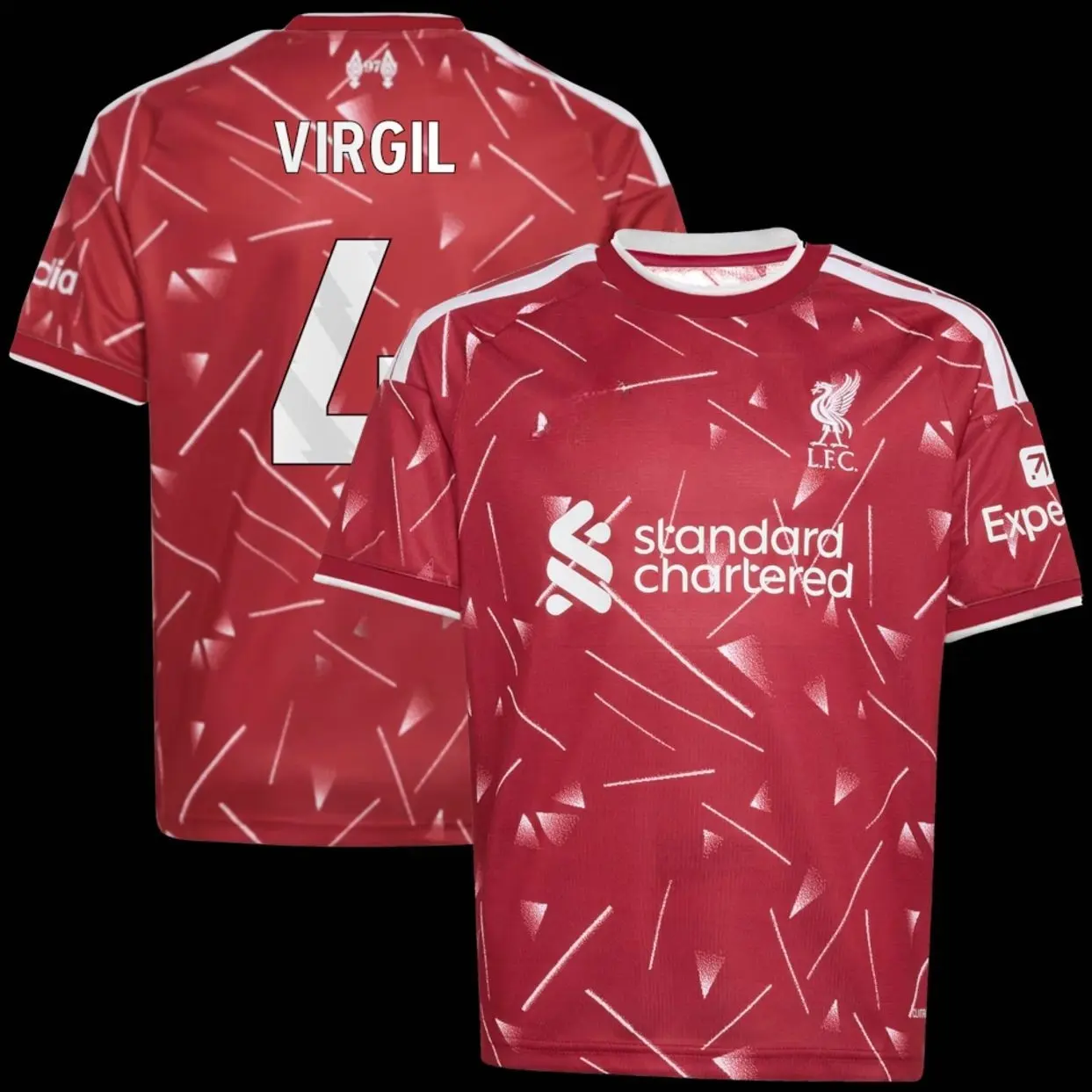 Premium - Red Soccer Jersey Number Virgil 4 Athletic Sports Tee 2025/26 Home 2026/27 Home On-Field Liver