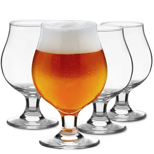 Beer Glasses Set of 4, 16 OZ Classic Craft Goblet Glasses, Premium Beer Glasses Tumbler Set, Pub Beer Glasses, Unique Design Beer Glasses, Dishwasher Safe